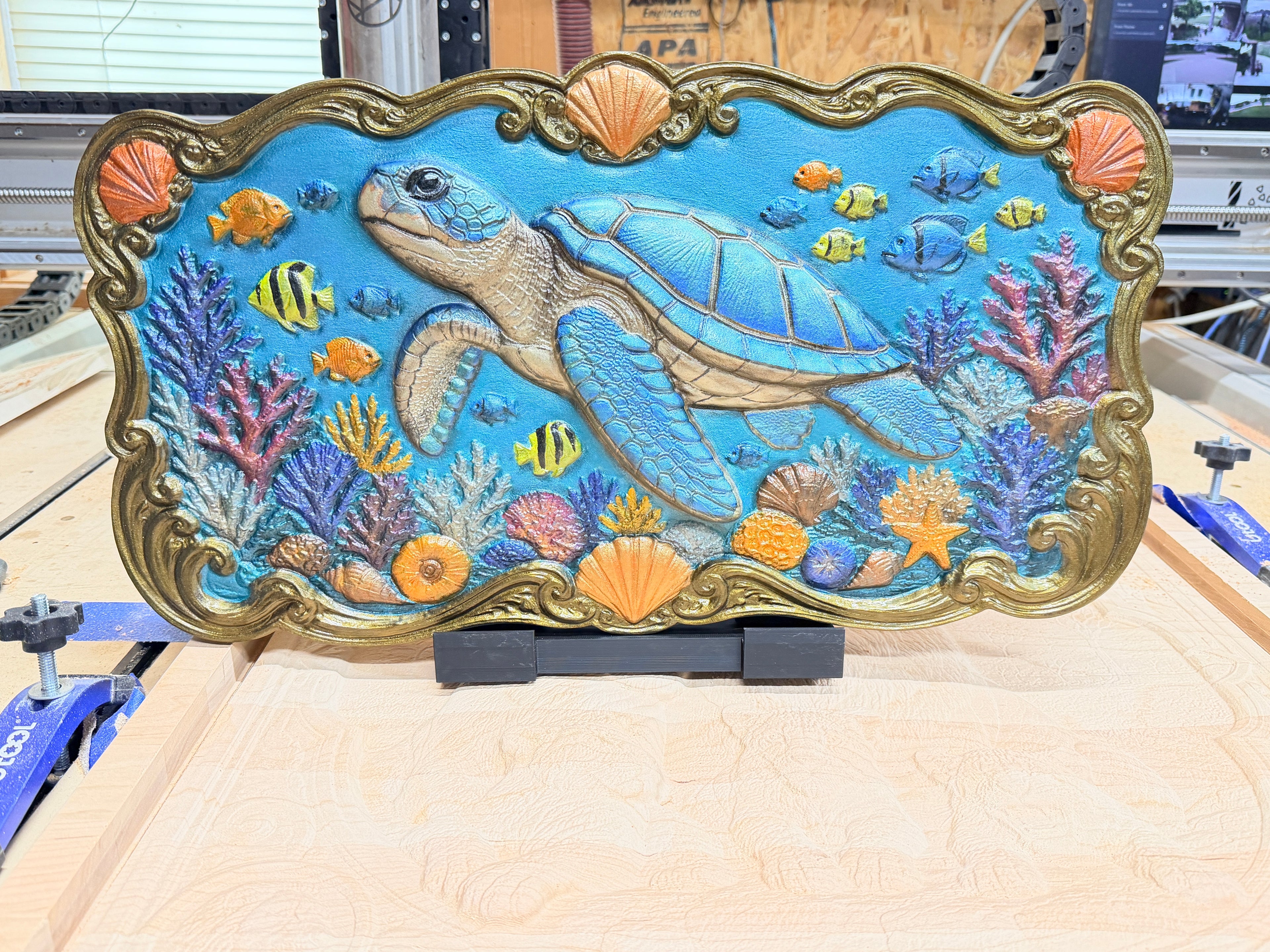 3d Turtle Under Water With Fish STL File