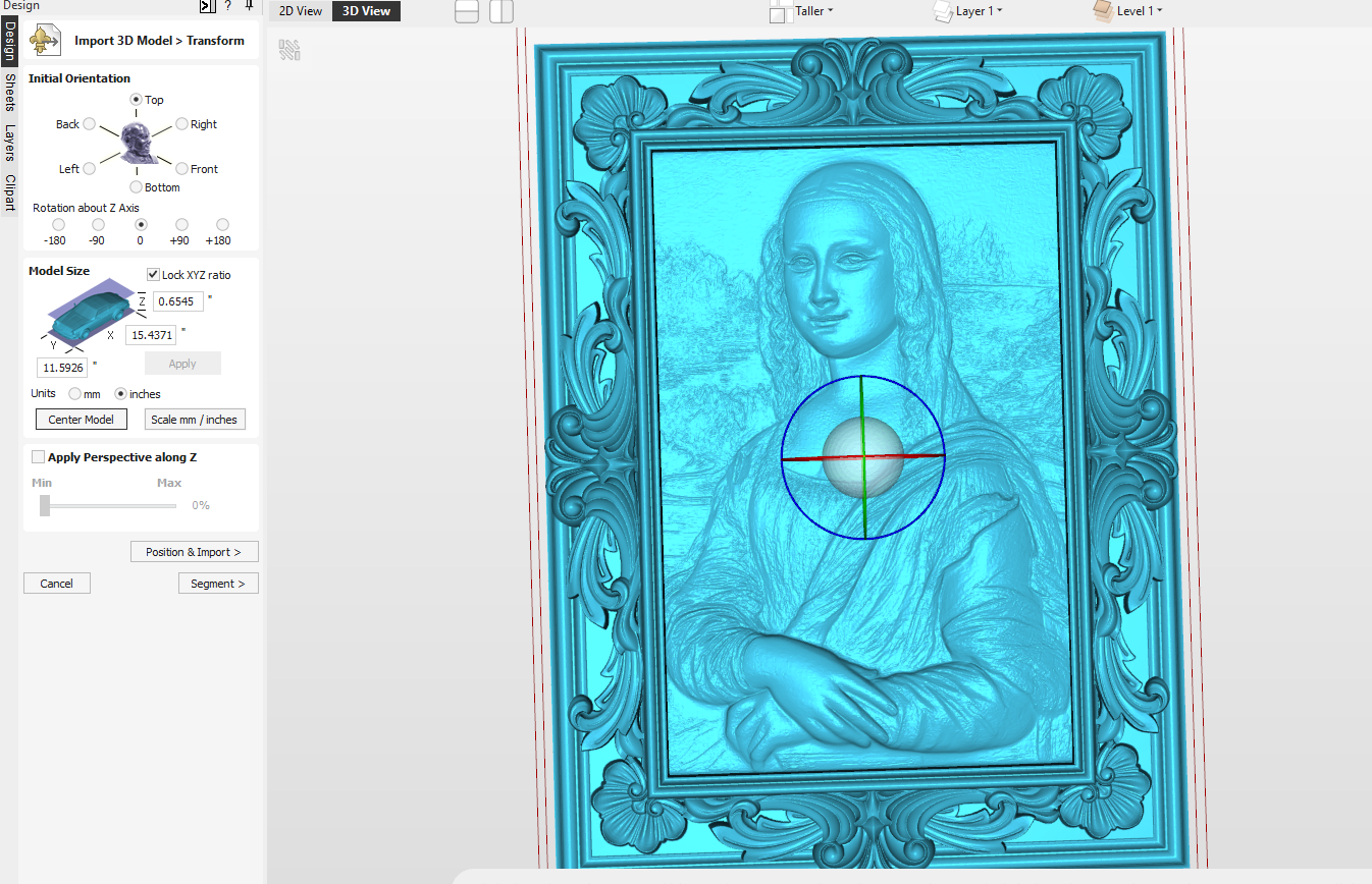3d Mona Lisa Framed STL file