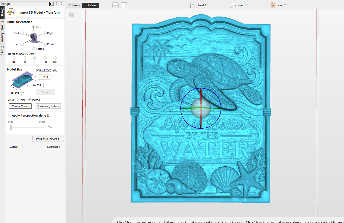 3d Tall Life is Better Turtle Seascape STL File