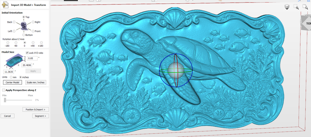 3d Turtle Under Water With Fish STL File